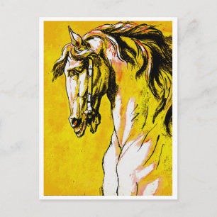 Carte Postale Tête de Cheval (Jaune)