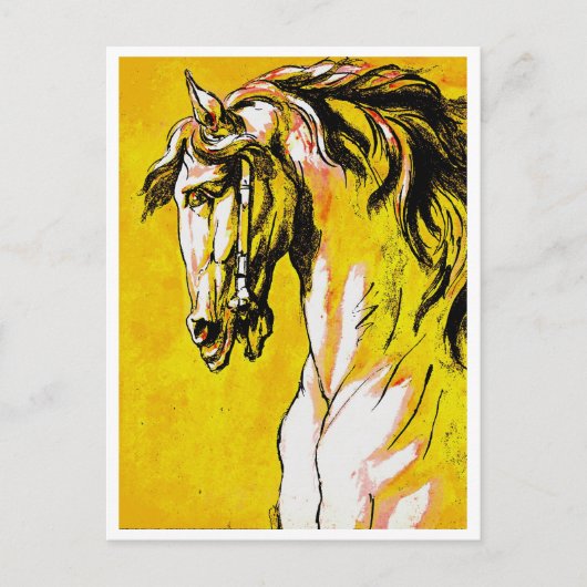 Carte Postale Tête de Cheval (Jaune) (Devant)