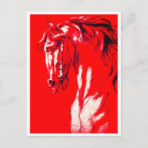 Carte Postale Tête de chevaux (Rouge)