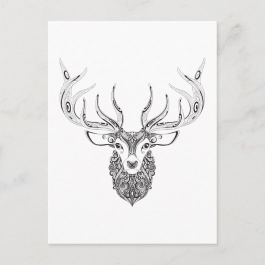 Carte Postale Tête de cornes de cerfs inspirée (Devant)