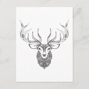 Carte Postale Tête de cornes de cerfs inspirée
