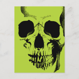 Carte Postale Tête de crâne verte