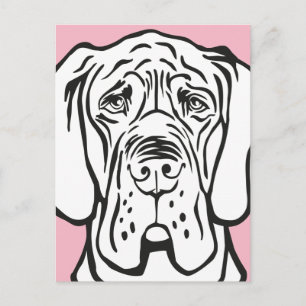 Carte Postale Tête de Dogue Allemand