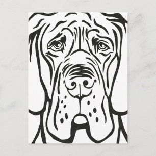 Carte Postale Tête de Dogue Allemand