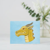 Carte Postale Tête de dragon doré de profil (Debout devant)