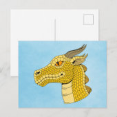 Carte Postale Tête de dragon doré de profil (Devant / Derrière)
