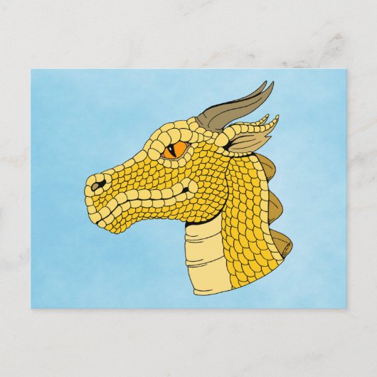 Carte Postale Tête de dragon doré de profil (Devant)