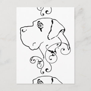 Carte Postale Tête de Grand Danois dessinée en ligne