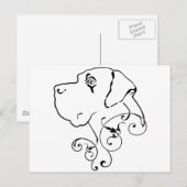 Carte Postale Tête de Grand Danois dessinée en ligne (Devant / Derrière)