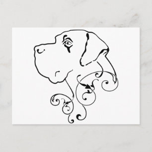 Carte Postale Tête de Grand Danois dessinée en ligne