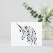 Carte Postale tête de licorne blanche (Debout devant)