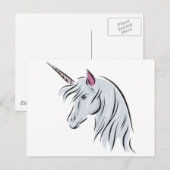 Carte Postale tête de licorne blanche (Devant / Derrière)