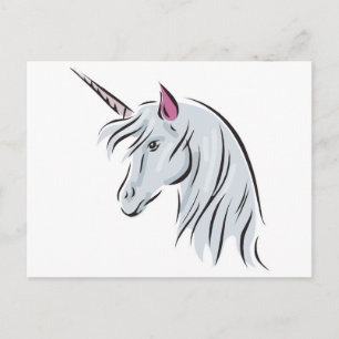 Carte Postale tête de licorne blanche