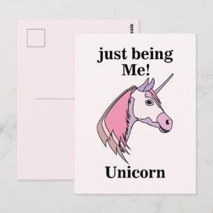 Carte Postale Tête de licorne rose violet