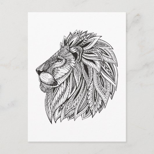 Carte Postale Tête de lion à motifs ethniques (Devant)