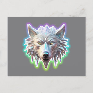 Carte Postale Tête de loup blanc Imaginaire