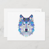 Carte Postale Tête de loup géométrique polygonale (Devant / Derrière)