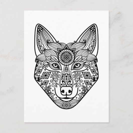 Carte Postale Tête de loup inspirée (Devant)