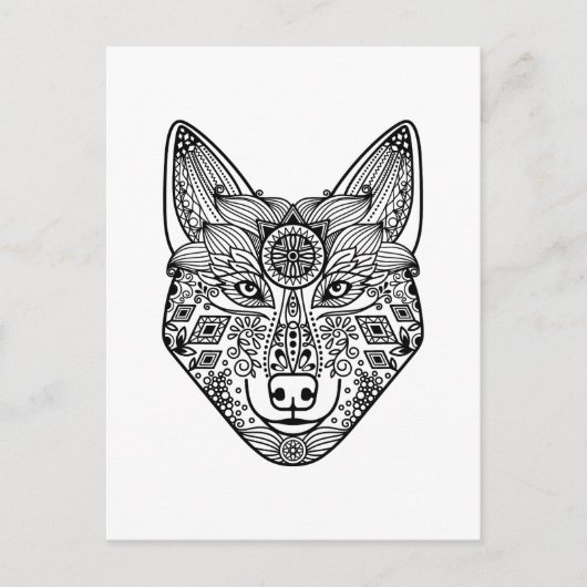 Carte Postale Tête de loup inspirée (Devant)