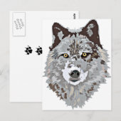 Carte Postale Tête de loup stylisée (Devant / Derrière)