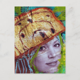 Carte Postale Tête De Pain De Raisin, Un Collage