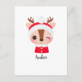 Carte Postale Tête de renne de Père Noël Noël mignonne (Devant)