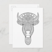 Carte Postale Tête de taureau Style (Devant / Derrière)