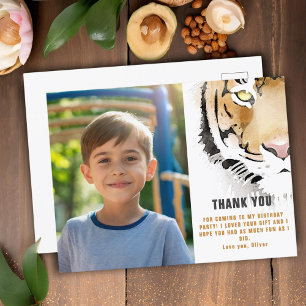 Carte Postale Tête de tigre Aquarelle Photo d'anniversaire Merci