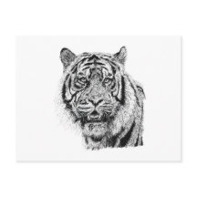 Tête de tigre pointillisme Noir & Blanc Art fauniq
