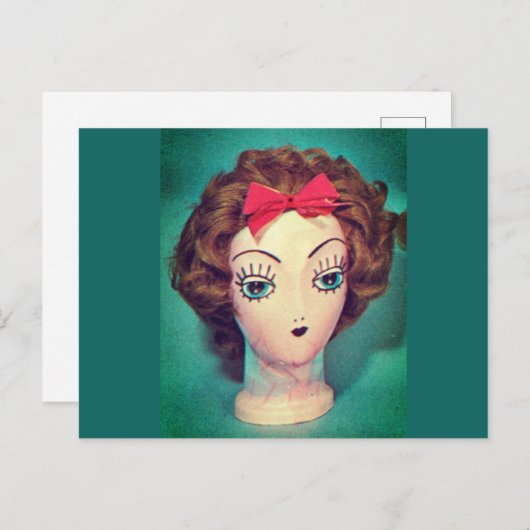 Carte postale tête perruque (Devant / Derrière)