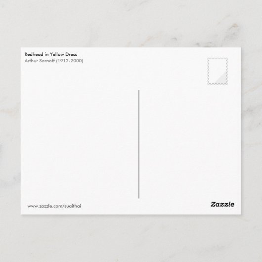 Carte Postale Tête rouge en robe jaune (Dos)