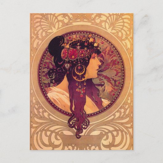 Carte Postale Têtes byzantines : Brunette Alfons Mucha (Devant)