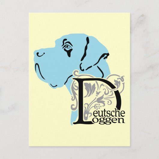 Carte Postale Têtes de Dogue Allemand D Texte (Devant)