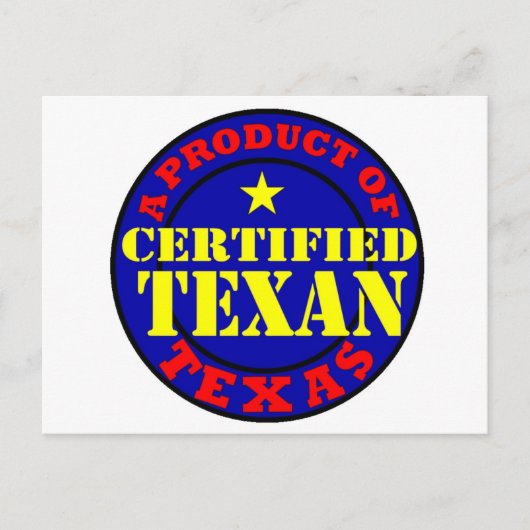 CARTE POSTALE TEXAN CERTIFIÉ (Devant)