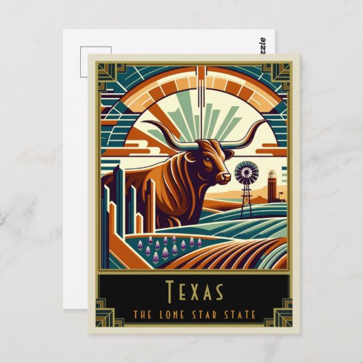 Carte Postale Texas | Art déco (Devant / Derrière)