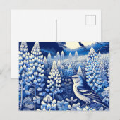 Carte Postale Texas Bluebonnets et Northern Mockingbird Texan (Devant / Derrière)