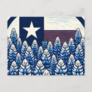 Carte Postale Texas Bluebonnets State Flag Texan Pride
