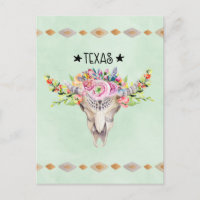 Texas Boho Crâne de vache avec fleurs chic tendanc