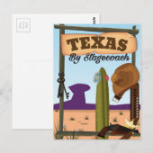 Carte Postale Texas By Stagecoach (Devant / Derrière)