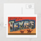 Carte Postale Texas (Cowboy Roping Bull)Scènes de grandes lettre (Devant / Derrière)