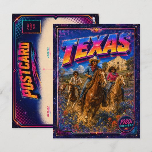 Carte postale Texas des années 80 Rétro (Devant / Derrière)