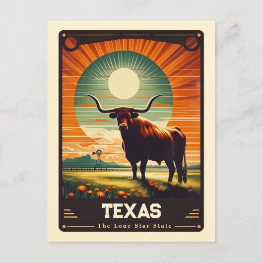 Carte Postale Texas | Esprit patriotique Vintage (Devant)