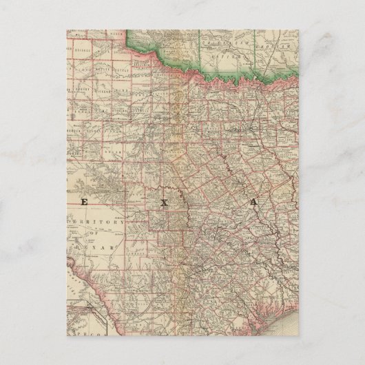 Carte Postale Texas et territoire indien (Devant)