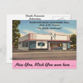 Carte Postale Texas, Frank's Restaurant, Schulenburg (Devant / Derrière)