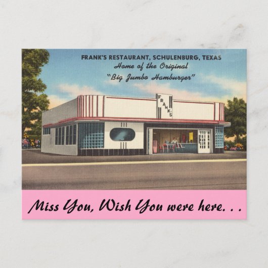 Carte Postale Texas, Frank's Restaurant, Schulenburg (Devant)
