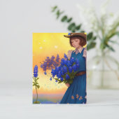 Carte Postale Texas Girl Texas Bluebonnets Texan Pride Art (Debout devant)