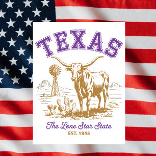 Carte Postale Texas Lone Star State Illustration de taureau Voya