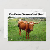 Carte Postale Texas Longhorn Avec Drôle Texas Dit (Devant / Derrière)