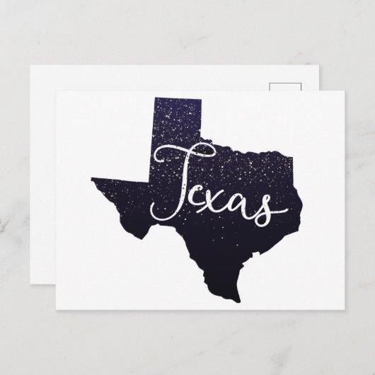 Carte postale Texas Night Stars State Shape (Devant / Derrière)
