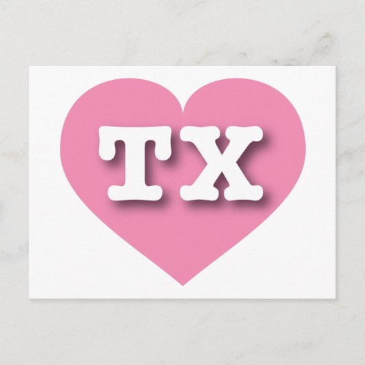 Carte Postale Texas Pink Heart - J'aime TX (Devant)